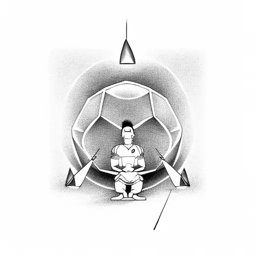 A Football Coach Meditating In A Serene Japanese Garden Filled With Origami Cranes