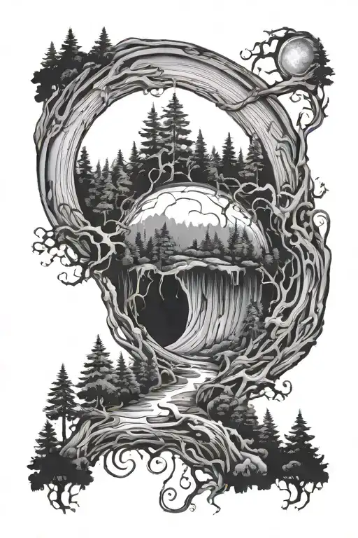 Black Hole Sucking Up A Forest Landscape