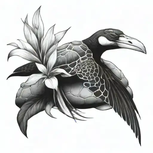 Bird Of Paradise With Sea Turtle