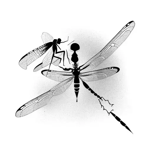 A Silhouette Of A Traveler With A Dragonfly Resting On Their Shoulder
