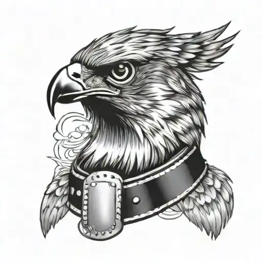 Dog Collar And Hawk Perched