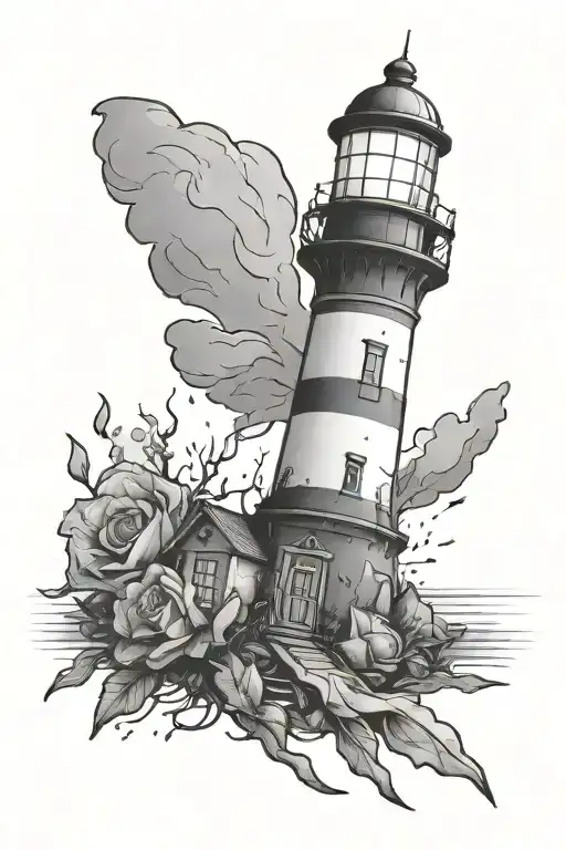 A Lighthouse Growing From A Broken Light Bulb