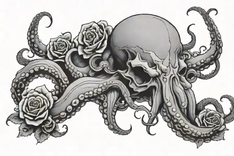 Skull-headed Octopus With Roses
