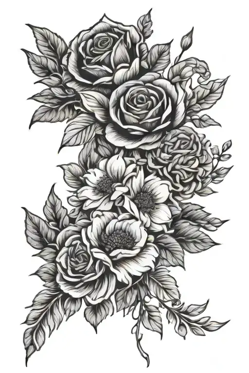 Flower Bouquet Fine Line