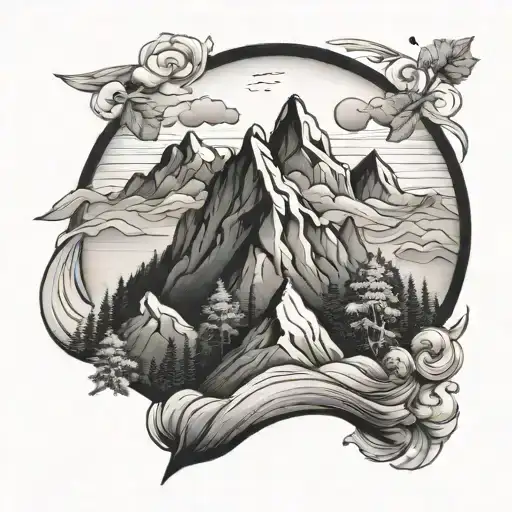 A Mountain Landscape Tattoo With Each Peak Symbolizing A Different Phase Of Motherhood