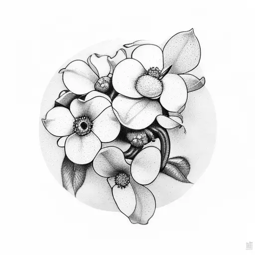 Ring Of Dogwood Flowers Around The Top Of A Forearm
