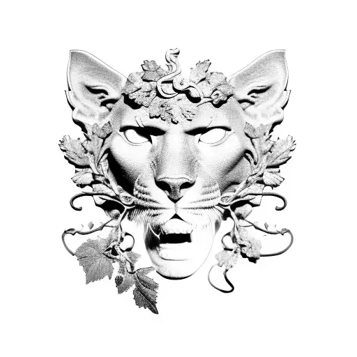 Dionysos Statut With A Panther A Vine And A Wine Station More Real