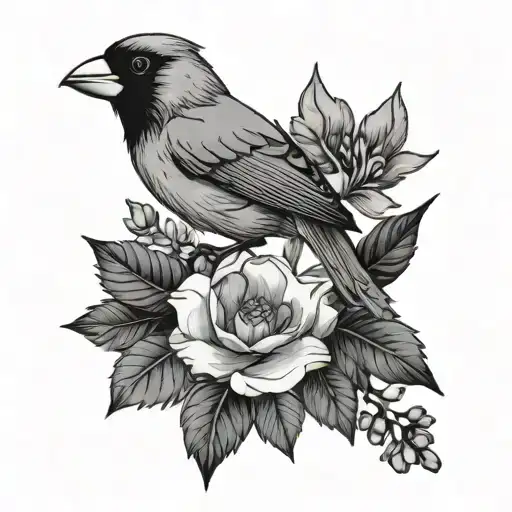 Flowers With A Cardinal And Nature Small