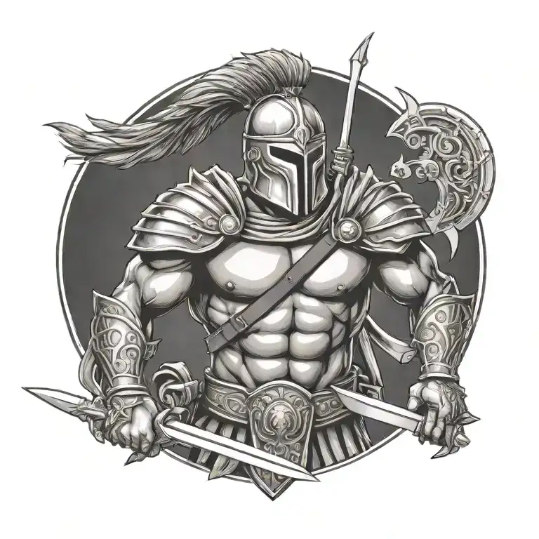 Spartan Warrior Wielding A Sword
