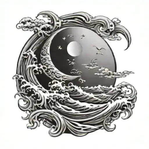 Moon With Sea Waves