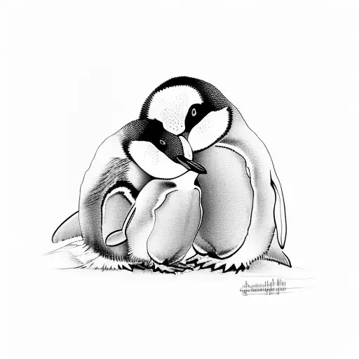 Dad And Baby Penguin