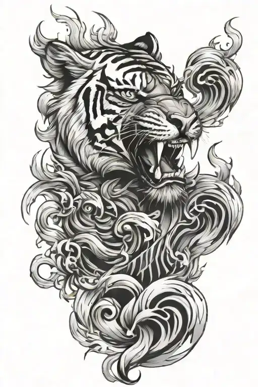 Tiger With Flames Leg Piece