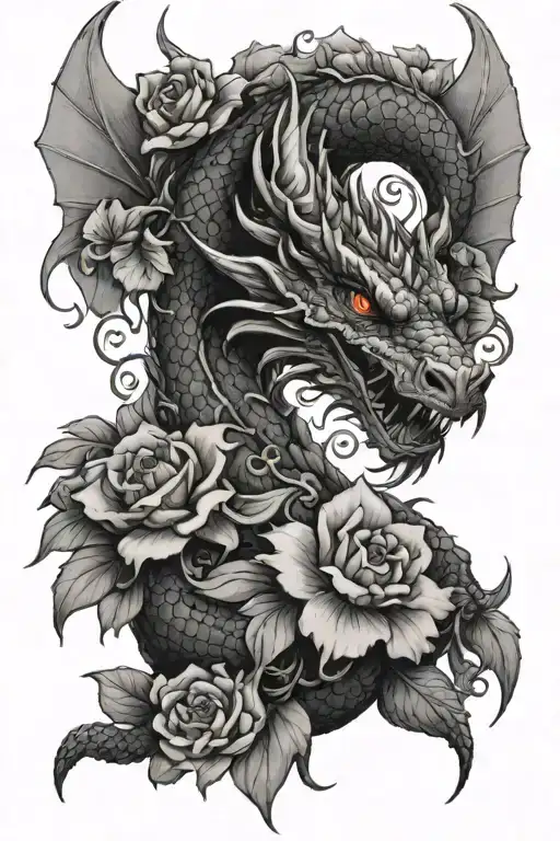 Dragon With Flowers