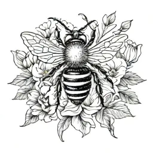 I Want A Bee Thigh Tatoo In Black And White
