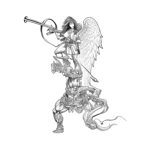 An Angel Fighting A Demon