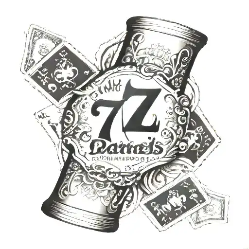 Jack Daniels Number 7 With Playing Cards And Money