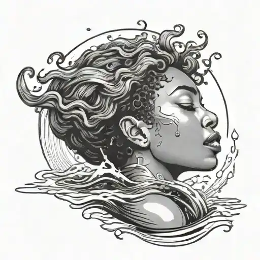Black Women Floating With Head Above Water