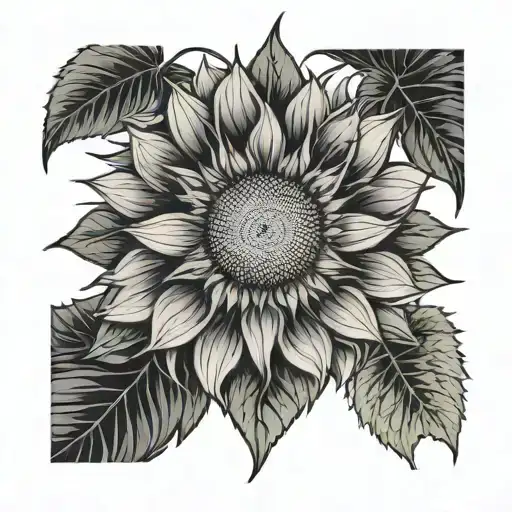 Sunflower With Marijuana Leaves