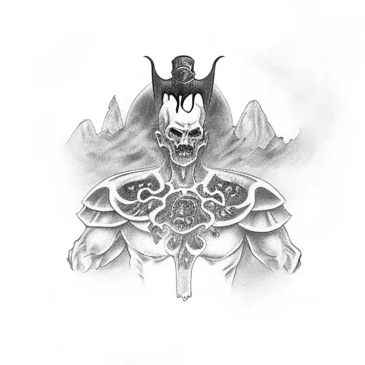 Dracula Full Chest Piece Black And White