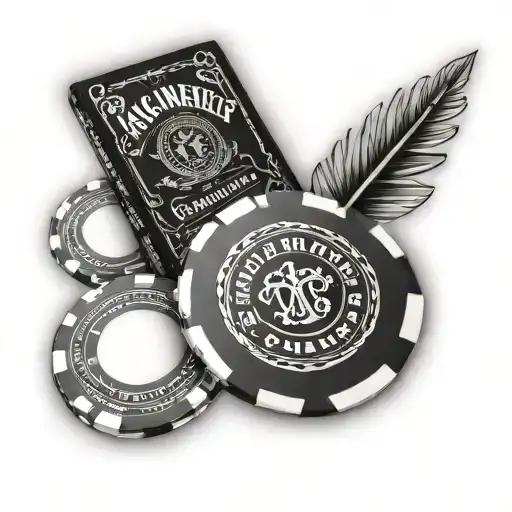Poker Chips With Darts Money And Jack Daniels