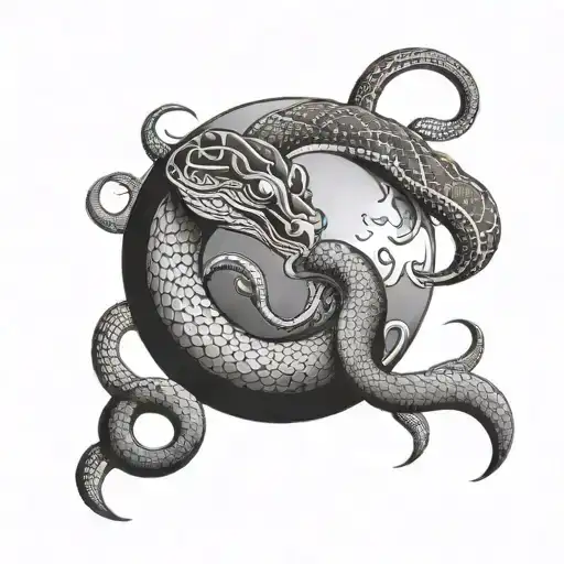 Black Moon With Snake