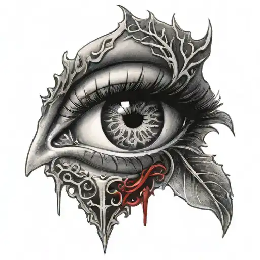 Gothic Eye Crying Blood Whit A Lot Of Huge Veins