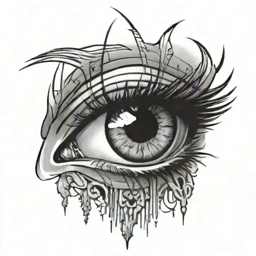 Gothic Eye Crying With Lines