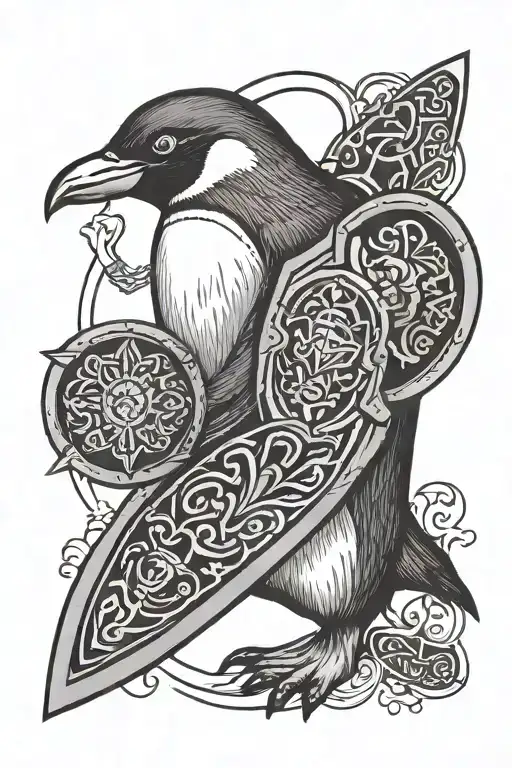 Penguin Holding Zelda Shield