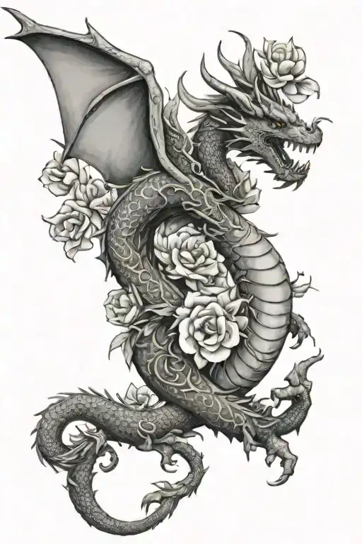 Dragon With Flowers