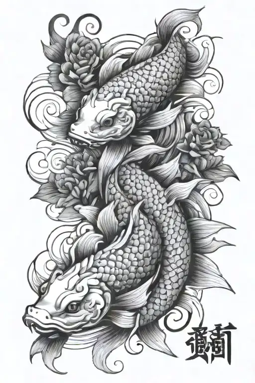 Koi Carp And Dragon