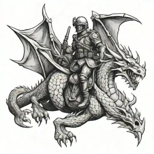 A Soldier Riding A Dragon Inspired By A Video Game