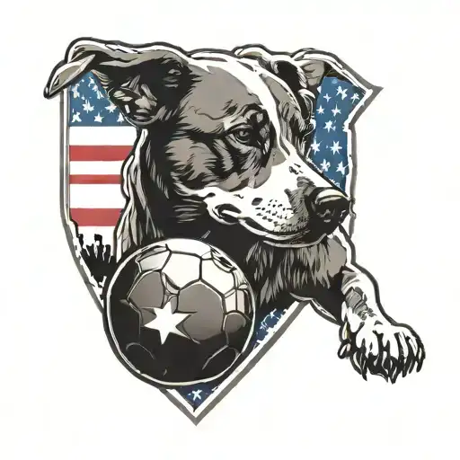 A Stylized American Flag With A Football And A Dog Silhouette In The Foreground