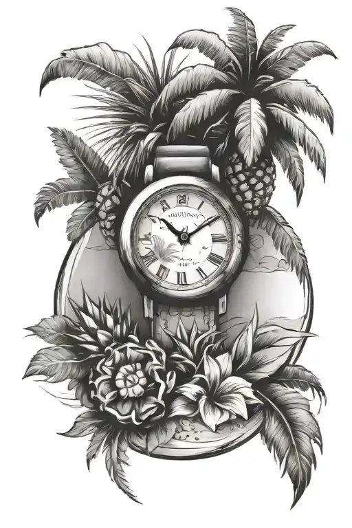 Palm Tree And Pineapple With Sand Watch