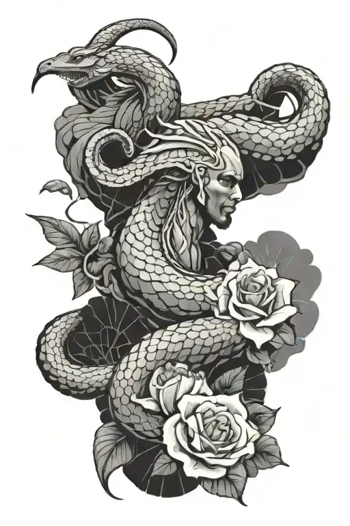 Planet Neptune And Kobe Bryant Logo Wrapped In A Snake And Flowers