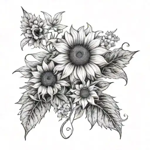 Sunflower And Forget-me-nots