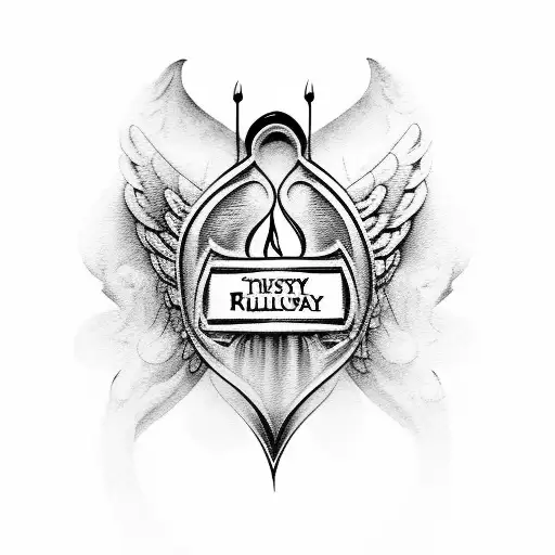 Religious Quote Written In Greek Font With Angel Wings