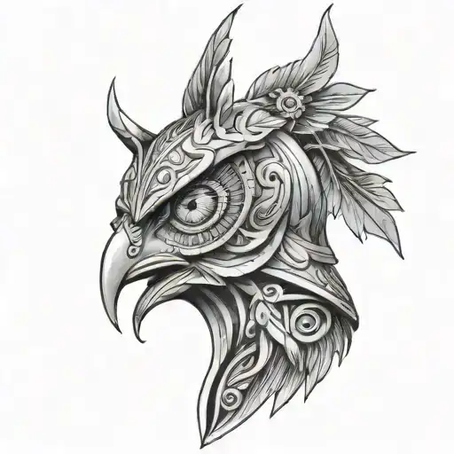 Athena Owl Mask Turning Into Assassin Creed Logo Surrounded By Athena Owl Coin