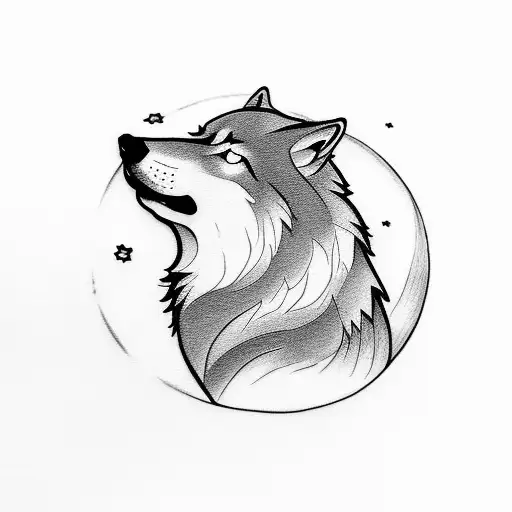 A Wolf Howling At The Moon Surrounded By A Forest Of Coffee Beans