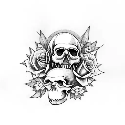 Skull And Roses Leg Sleeve With Dominant Wolf And Moonlight Scene