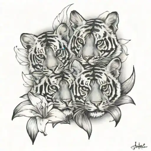 3 Tiger Lillies On Top Of Another