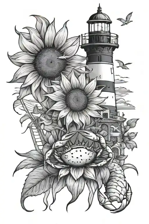 Sunflower And Crab And Lighthouse