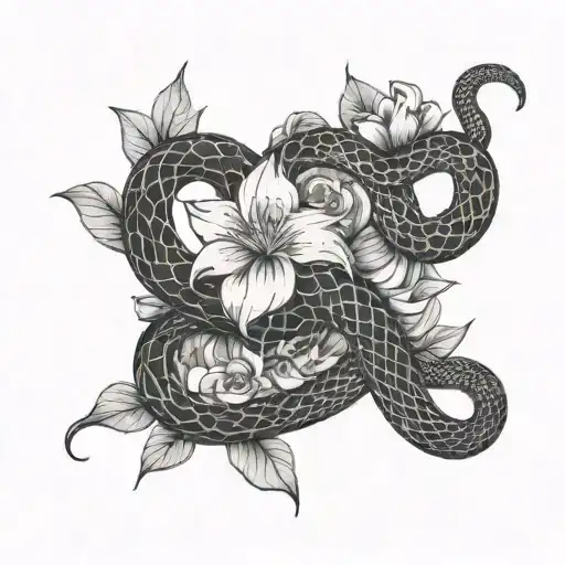 Flowers And A Snake