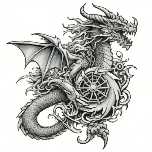 Dragon Wrapped Around A Gun