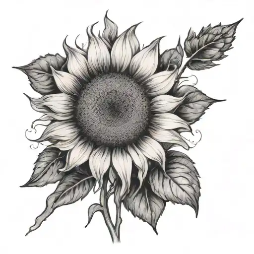 Sunflower Tattoo With Grandad Stem