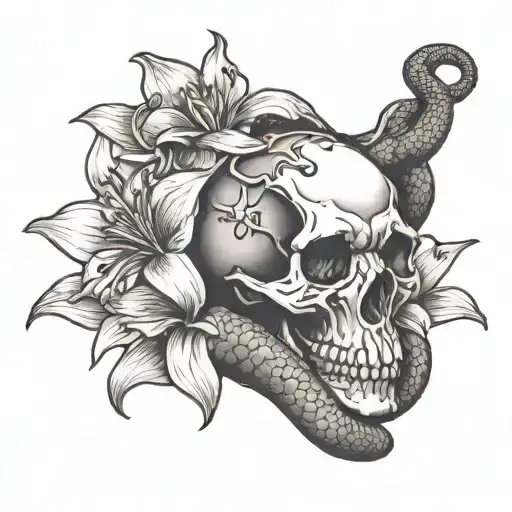Snake Skull And Lilys