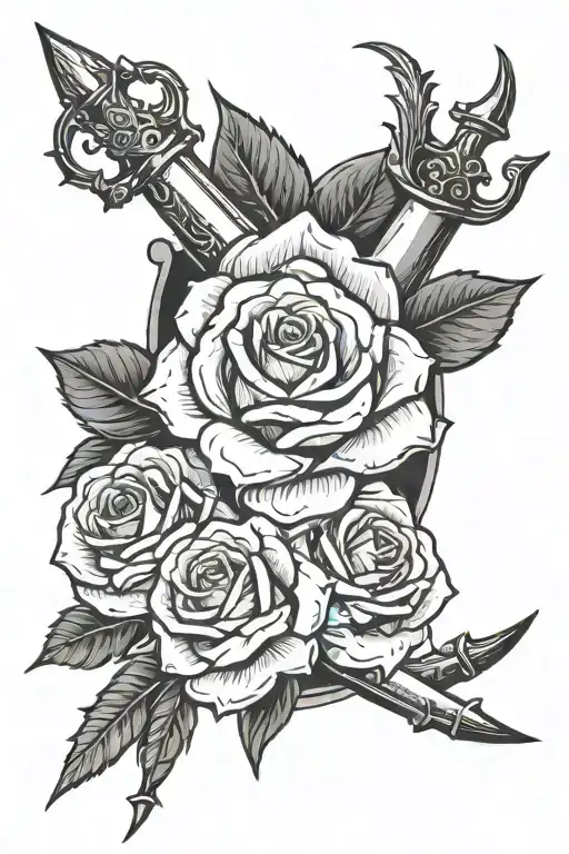 Dagger And Roses Intertwined