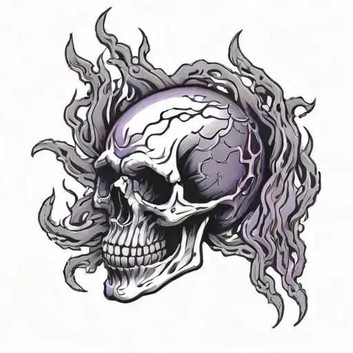 Skull Hand With Purple Flames Coming