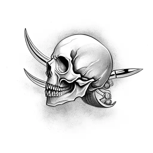 Animated Skull Head And Knife
