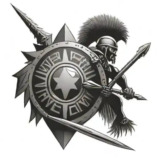 African Warrior Shield And Spear