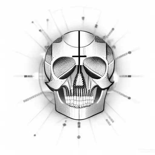 A Robotic Hand Holding A Skull With Binary Code Flowing Out